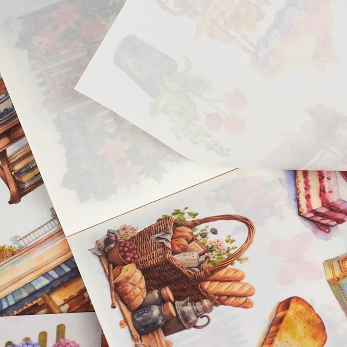 Garden Journal Stickers for Junk Journal Supplies, 50 Sheets Precut Watercolor Washi Sticker Book for Journaling, Scrapbooking, Bujo, Card Making, Art Crafts, Adults