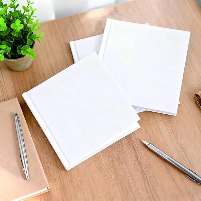 2PCS 5x5 Inch White Blank Books 160GSM Blank Hardcover Book to Write Stories Hardcover Sketchbooks for Students DIY Make Your Own Book Blank inside 48 Pages