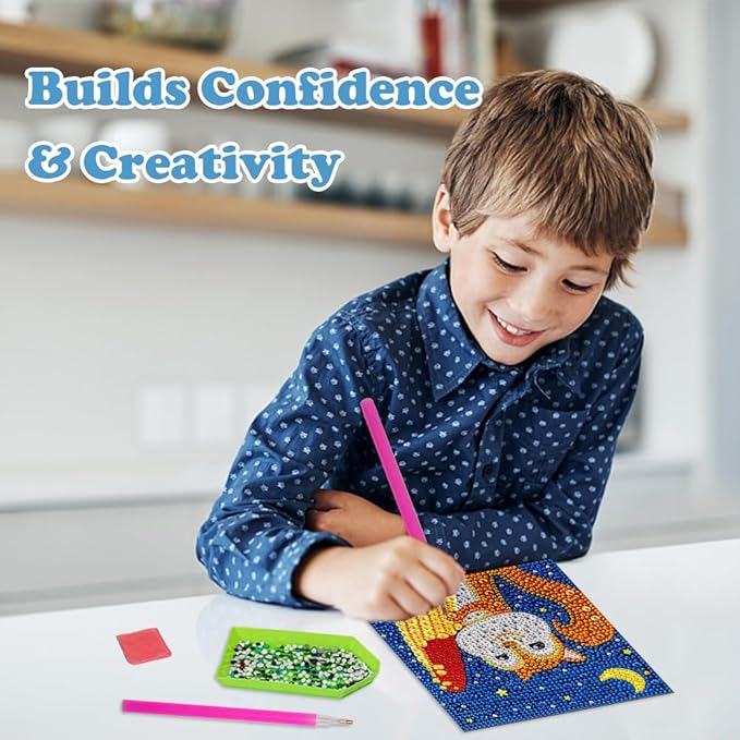 Labeol Diamond Art Kits for Kids Crafts for Girls Ages 6-8-10-12 Easy to DIY Creative Diamond Art Sticker Craft by Numbers Kits for Kids and Adult Beginners (6 Pack Adorable)