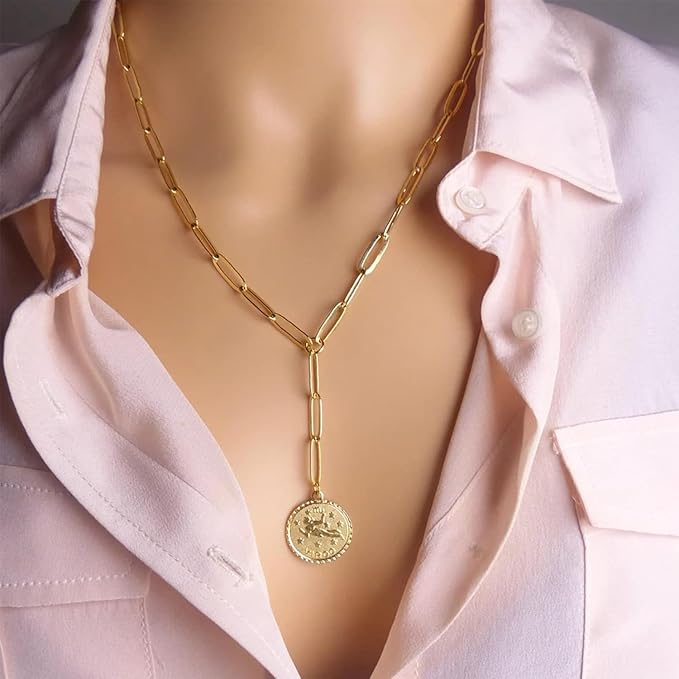16.4Ft Paperclip Chains Rolls, Charm Necklace Chain 3.2mm Width,18K Gold Necklace Chain for Jewelry Making,Plated Charm Bracelet Making kit with 10 Lobster Clasps and 60 Jump Rings (Gold Combination)