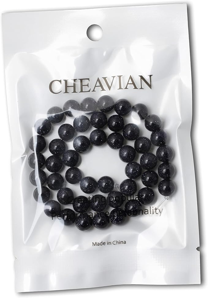 cheavian 45pcs 8mm natural blue sandstone gemstone round loose beads stone beads for jewelry making diy findings 1 strand 15"