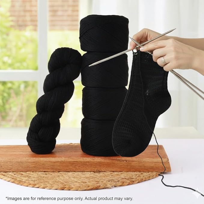 KnitPro Symfonie Fingering Weight Hand Dyed Semi-Solid Yarn Skein | Extra Fine Merino Wool & Polyamide Blend for Knitting & Crocheting, Oeko-TEX Certified 400m, 100g | Terra Jet Black