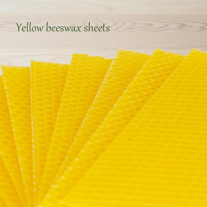 Bingfuego Beeswax Candle Making Kit for kids-12 Beeswax Sheets for Candle Making Rolling Kits, Natural Candle Making Kit (Natural Yellow Colors, 8 x 8 inch)