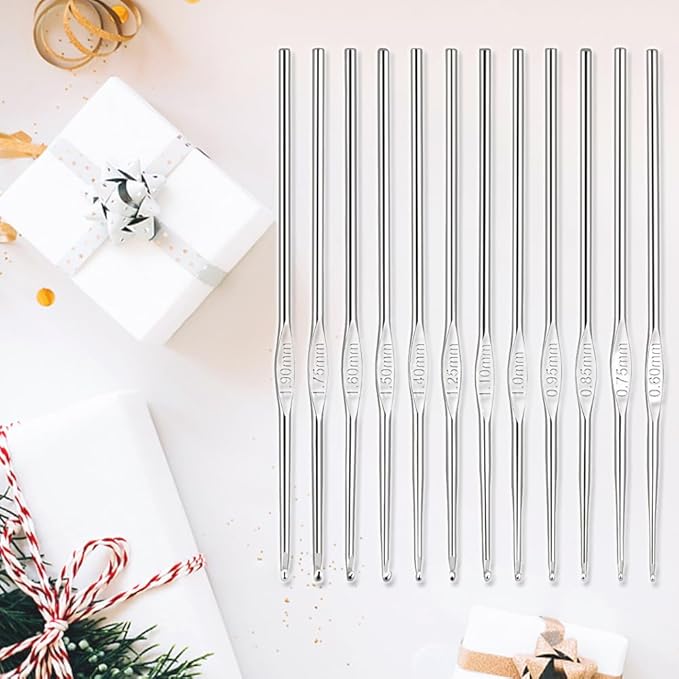 Small Size Crochet Hook Stainless Steel Crochet Needles QLRFFLJOY 12 pcs Metal Crochet Hooks (0.6mm - 1.9mm) Embroidery Thread Knitting Weaving Tool DIY Lace Yarn Crochet Needle
