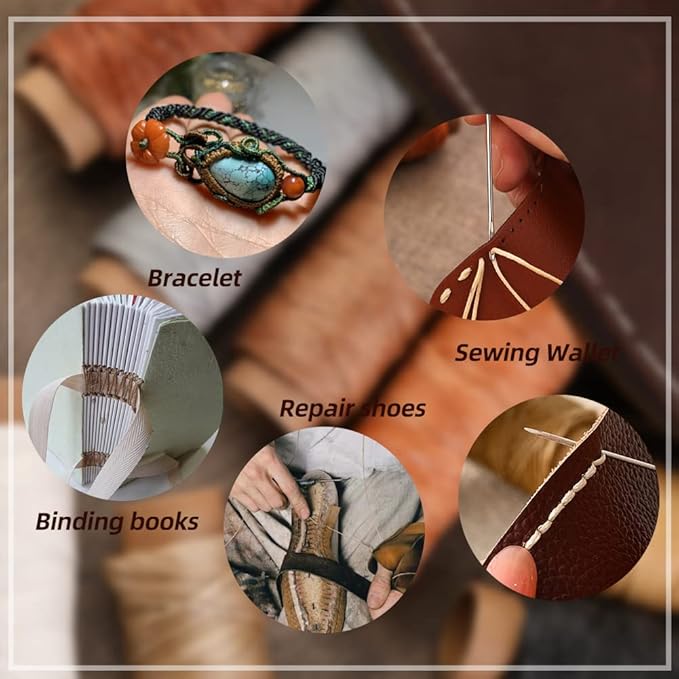 BUTUZE 660 Yards Leather Sewing Waxed Thread - 150D 55 Yards Per Spool Stitching Thread for Leather Craft DIY, Bookbinding,Shoe Repairing, Hand Sewing