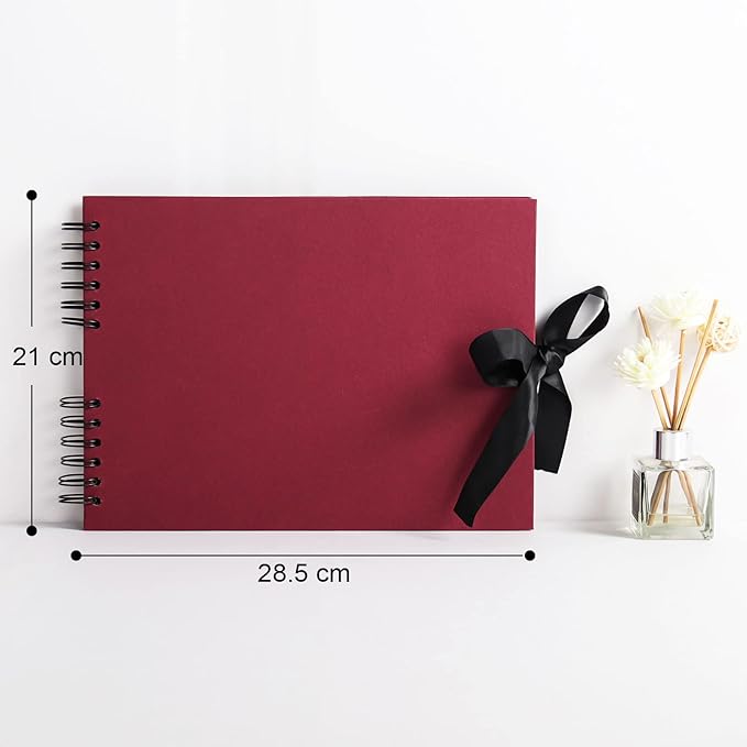 Vienrose Scrapbook Album 80 Pages, DIY Photo Album with Accessories, Red Kraft Paper Memory Book for Wedding, Birthday, Travel, Valentine, Mother’s Day, 11x8 Inches