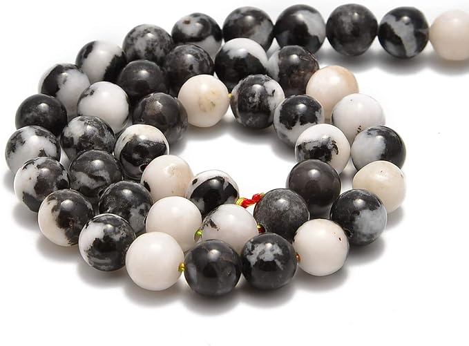 90pcs 4mm Natural Black and White Zebra Jasper Gemstone Round Spacer Loose Stone Beads for Jewelry Making 15.5" 1 Strand (Black and White Zebra Jasper, 4mm 90Beads)