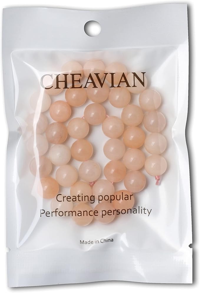 cheavian 35pcs 10mm natural pink aventurine gemstone round loose beads stone beads for jewelry making diy findings 1 strand 15"