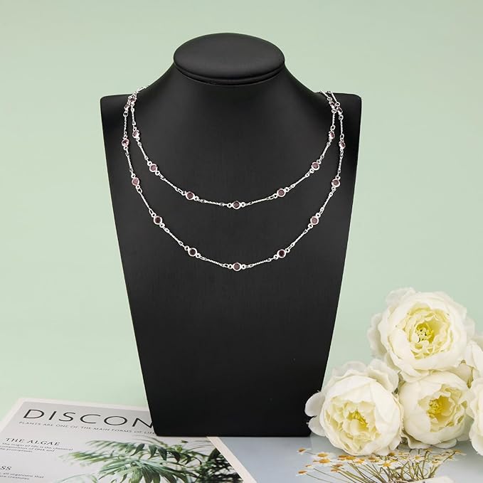 KYUNHOO 16.4 Feet Pink Rhinestone Bead Jewelry Chain Roll Stick Links Silver Chains for Jewelry Making with Connectors DIY Handcrafts