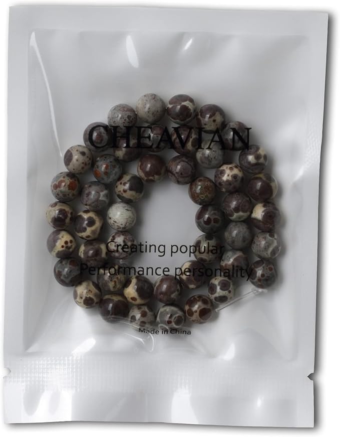 45PCS 8mm Natural Mexico Obicular Jasper Gemstone Round Loose Beads for Jewelry Making 1 Strand 15"