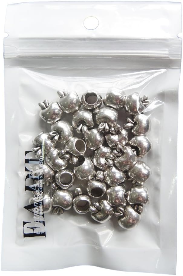 RUBYCA 30pcs Tibetan Silver Tone Spacer Beads Fit European Charms Bracelet Shiny Apple Design