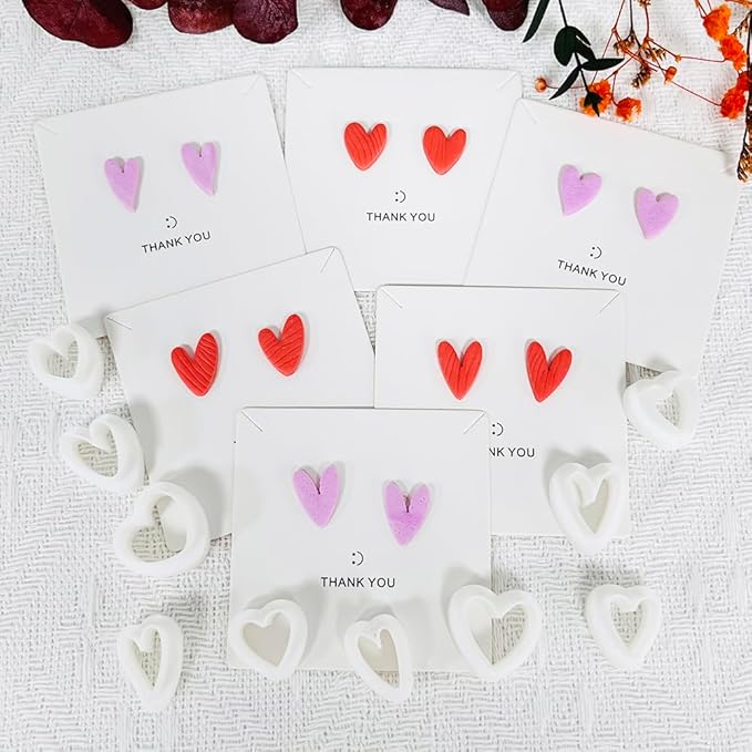 Xaekicr Heart Shape Polymer Clay Cutters Set – 10PCS Clay Earring Cutters for Polymer Clay Jewelry Making, Valentines Day Clay Tools and Molds for DIY Crafts