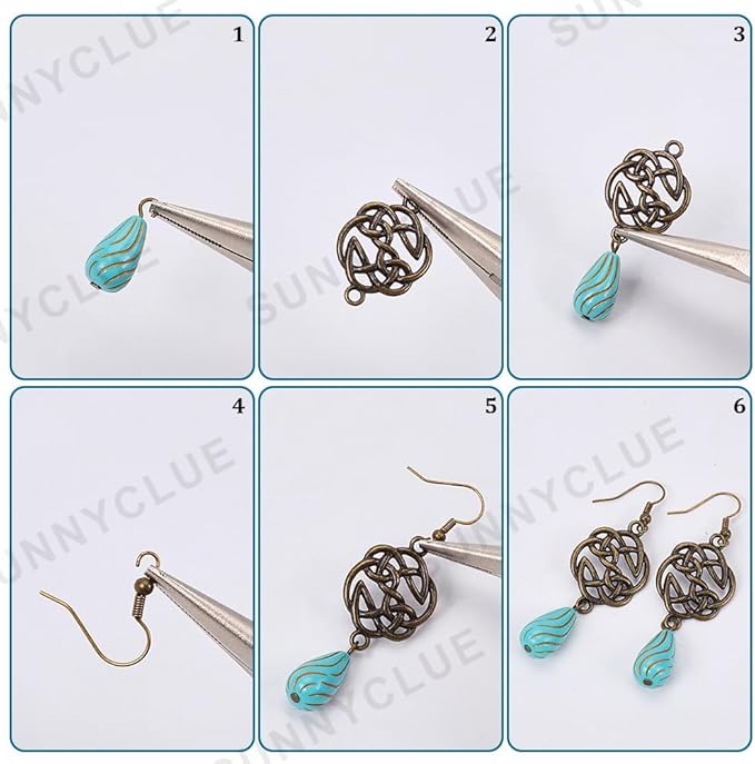 SUNNYCLUE 10 Pairs Baroque Earrings for Women Vintage Earrings for Women Trendy 2025 Acrylic Antique Bronze Tibetan Style Retro Turquoise Gemstone Bohemian Boho Jewelry Set Christmas Wedding Gift DIY