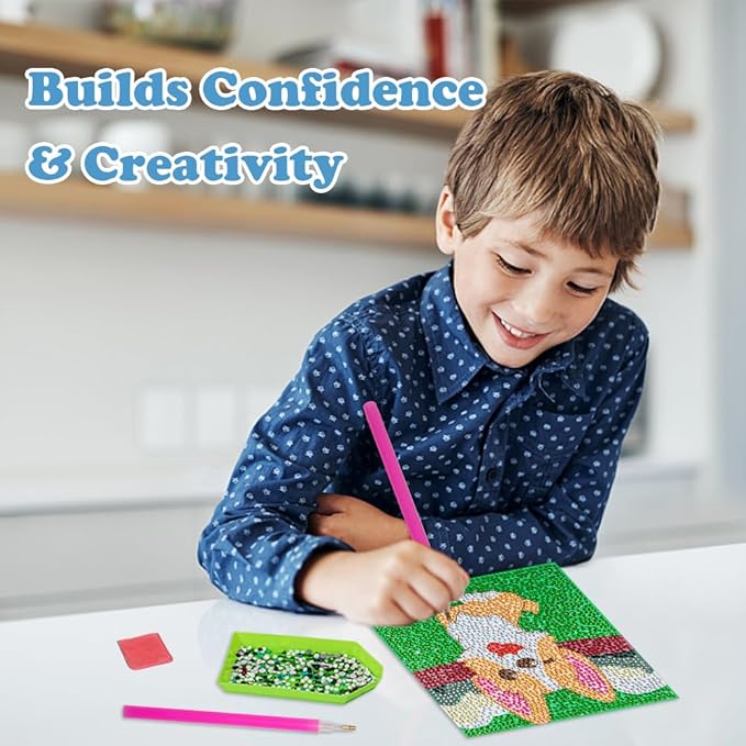 Labeol Diamond Art Kits for Kids Crafts for Girls Ages 6-8-10-12 Easy to DIY Creative Diamond Art Sticker Craft by Numbers Kits for Kids and Adult Beginners (6 Pack Lovely)