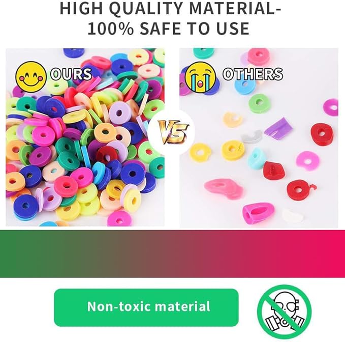 3600 PCS 10 Strands Speckled Clay Polymer Clay Beads for Jewelry Making, Vinyl Heishi Beads 6mm for Surfer Bracelets Necklace Making (Speckled-1)