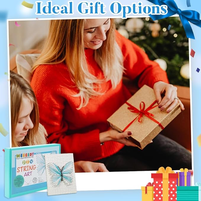 WEBEEDY DIY 3D String Art Kit for Adults Beginners, Butterfly Craft Kit, Include All Necessary Accessories and Frame, Christmas Home Wall Decorations Unique Gift