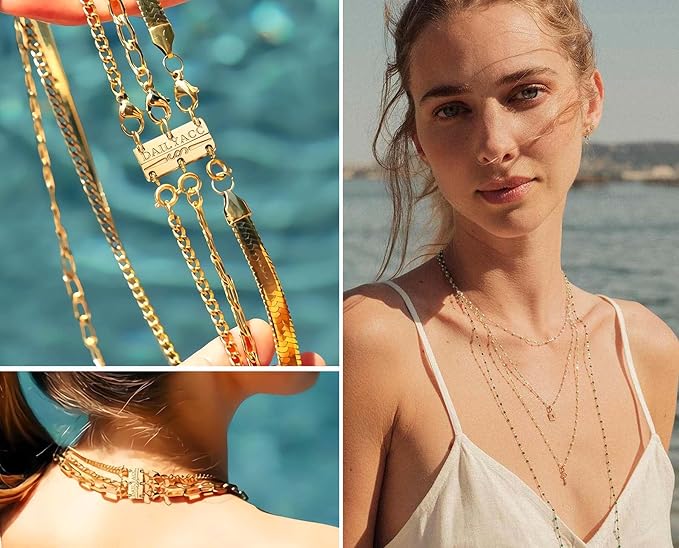 layering necklace clasp,18 k gold and silver separator for stackable necklaces