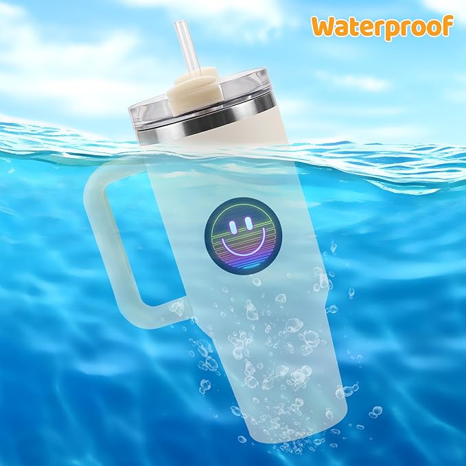 wercokt 50pcs smiling neon stickers, cute water bottle stickers for kids, for teaching rewards, notebooks, stationery, luggage, cartoon pvc happy stickers