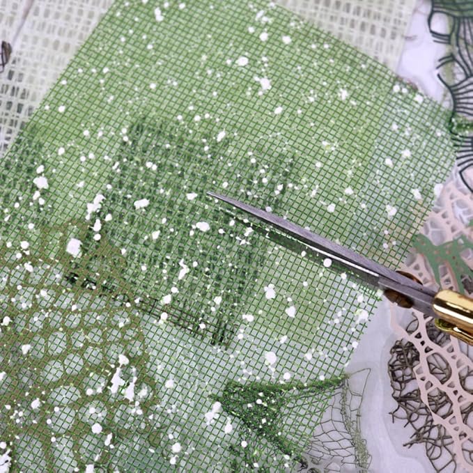Diuhofart Scrapbook Textured Papers for Crafts, Green Theme Hollow Mesh Craft Paper Sticker, 47Pcs Collage Materials for Junk Journaling Supplies Scrapbooking