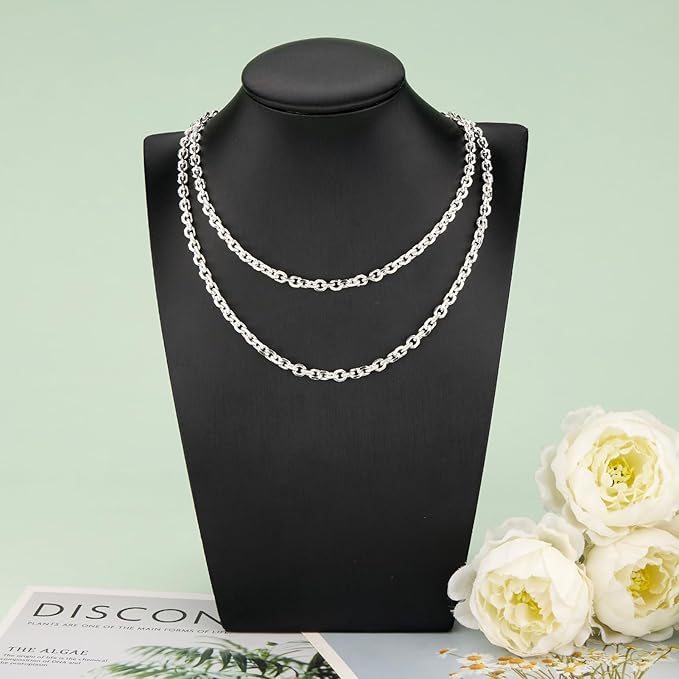 KYUNHOO 16.4 Feet Silver Jewelry Making Chains Bulk on Spool Oval Cable Chain Links for Women Men DIY Crafts with Jump Rings Lobster Clasps Supplies
