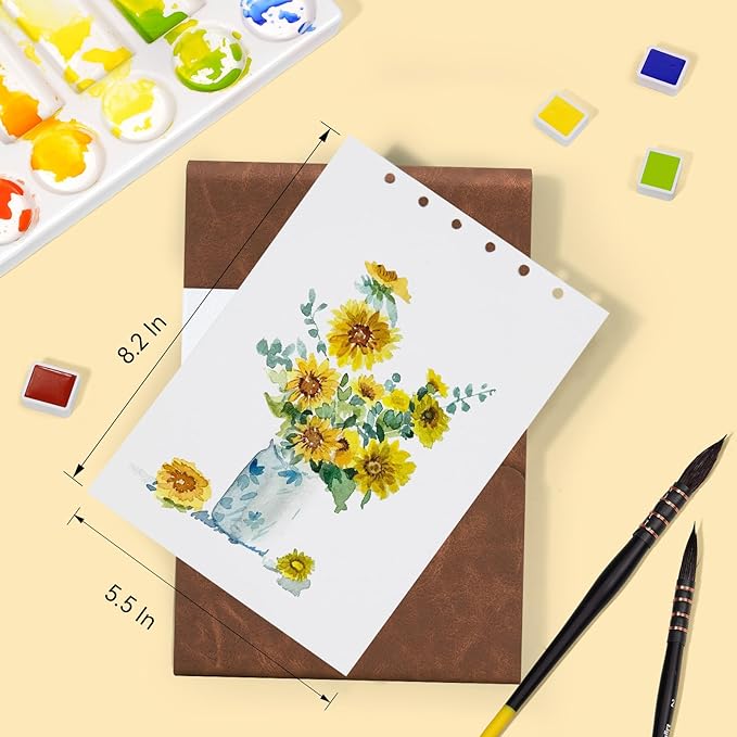 Lightwish Watercolor Sketchbook,100% Cotton 300gsm/140lb Watercolor Journal, Acid Free Cold Press Watercolor Paper for Artists,Adults,Students,20 Sheets,Paper 5.8 * 8.2 Inches
