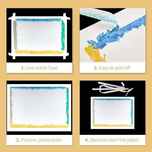 2 Packs White Artist Tape for Watercolor Paper Drafting Art Low Tack Masking Tape Acid Free Painter Watercolor Tape for Painting Canvas Framing, 1 inch Wide 330FT Long Total