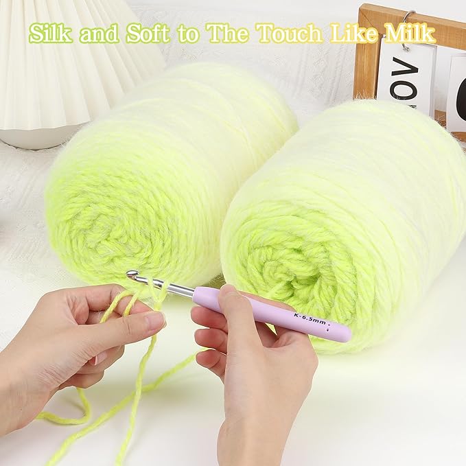 Katech Ombre Yarn for Crocheting-Large Skein of Gradient Yarn Cake-2 Pack of 200g/7.05 oz-80% Acrylic,20% Nylon- #4 Medium-Perfect for Star Blankets, Scarves, Shawls and Garments (J)