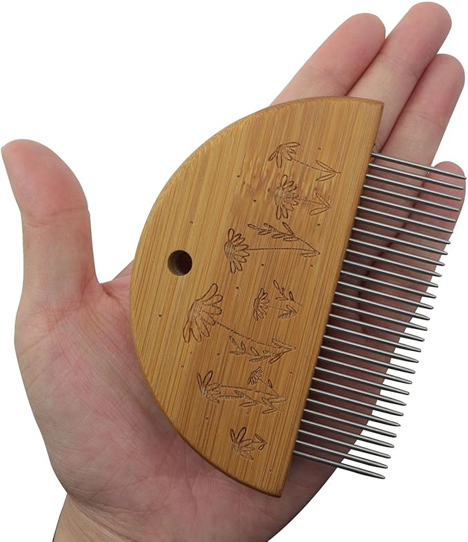 XGNG 3pcs Tapestry Knitting Set Wood Steel Comb Tool Large Eye Needle Afghan Crochet