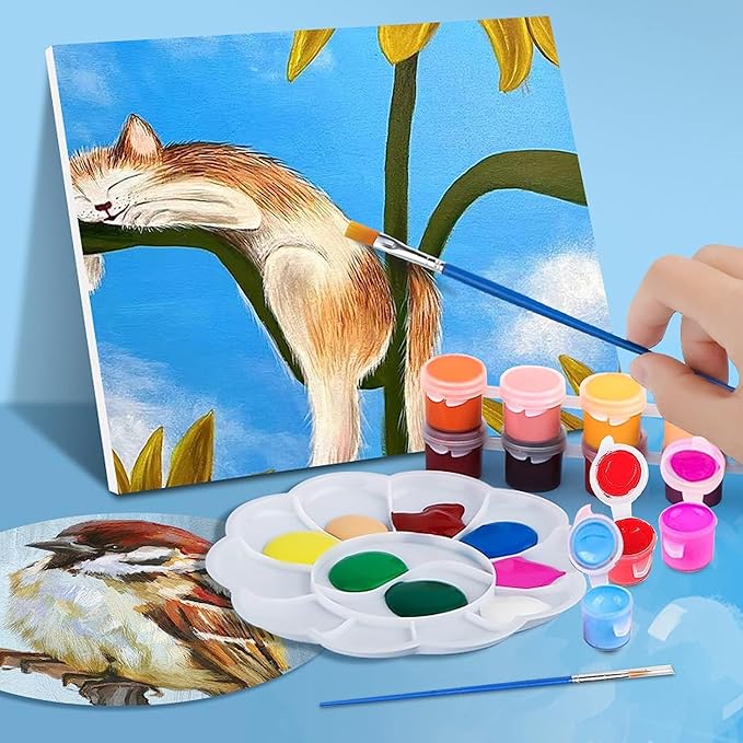 DUA MAIGA 420Pcs Washable Acrylic Paint for Kids Arts and Crafts, 30 Gouache Watercolor Paint Sets of 12 Colors for Party Classroom Painting Supplies, 30 Flat and 30 Pointed Brushes