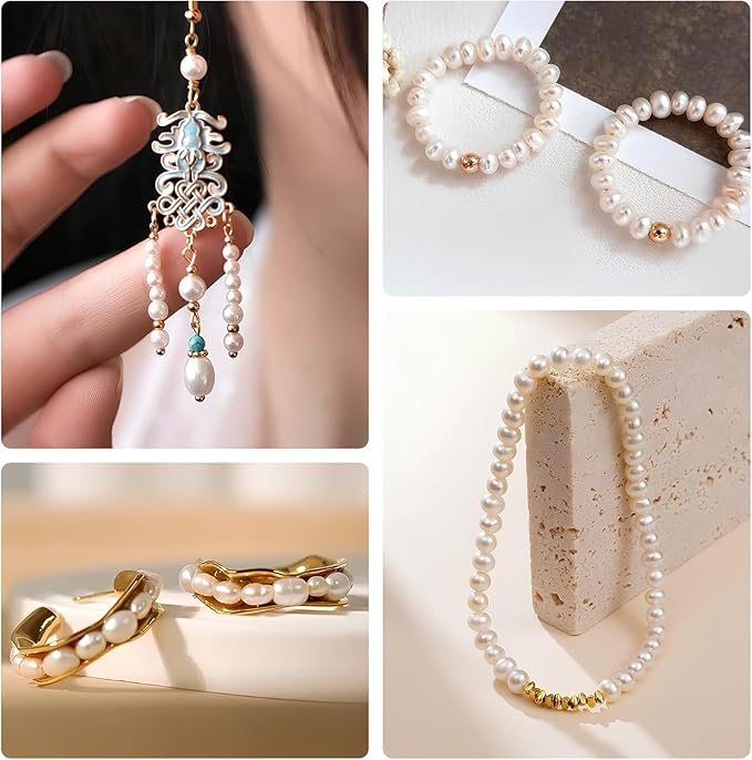 Pearl Beads for Jewelry Making Bracelet Making Kit for Adult Pearl Beads for Bracelets Bracelet Bead Kits Jewelry Making Kit for Necklaces Earrings DIY Crafts