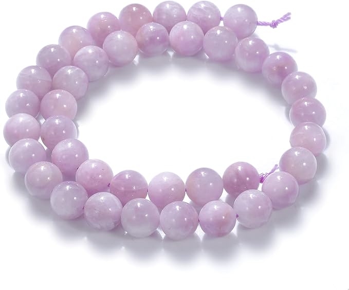 12mm Natural Kunzite Gemstone Round Loose Beads Crystal Stone Bracelet Necklace Accessories Crafts for Jewelry Making DIY,1 Strand 15"