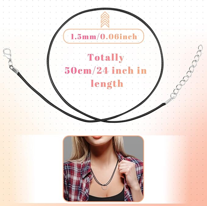Tudomro 100 Pieces Waxed Leather Necklace Cord Bulk with Clasp Necklace Bracelet Chains String Rope Cord for Jewelry Making Pendants Charms(Basic Color,20 Inch)