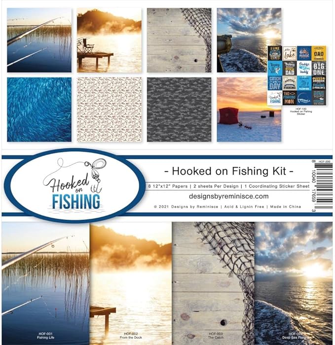 Reminisce Hooked on Fishing Collection Scrapbook and Card Kit, White (HOF-200)