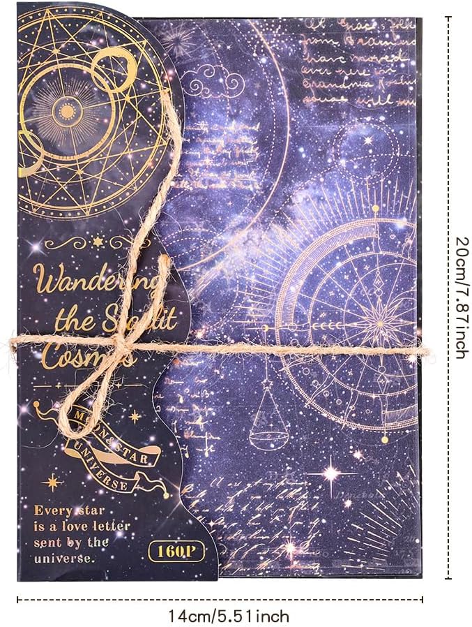 160 Sheets of Starry Sky Scrapbook Paper, journaling Scrapbook Supplies Craft Collage Paper Set, Junk Journal Bullet Journal Poster Room Decor for Card Making Decorative Gifts
