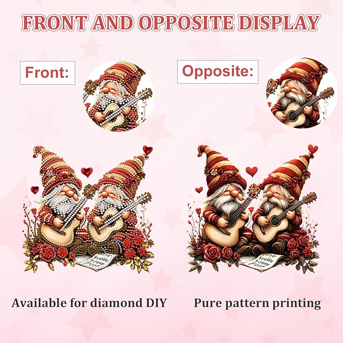 KEYIFA Diamond Painting Desktop Ornament, DIY Guitar Gnome Diamond Art for Adults Beginner, Flowers Gem Arts Table Decor Special Shaped Rhinestone Crafts Home Desk Decoration Gift, Double Sided