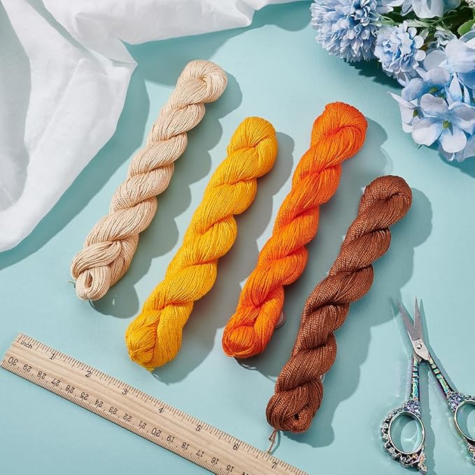 FREEBLOSS 4 Pcs Sashiko Thread Sashiko Skein 100 M*4 Colors(Sunset) Cotton Embroidery Thread Japanese Quilting & Embroidery Sashiko Kit Supplies Sewing Thread