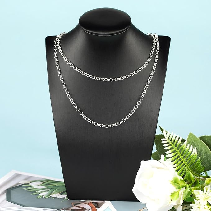 YOUBEIYEE 16.4 Feet Silver Plated Brass Jewelry Chain Roll Rolo Chain Necklace Bracelet DIY for Women Jewelry Supplies Findings