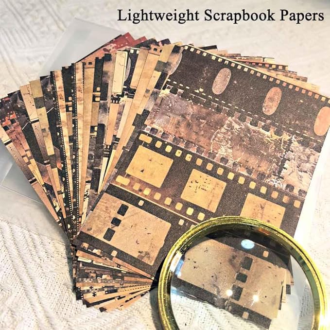 Vilikya 90Pcs Film Scrapbook Stickers Pack for Junk Journal Supplies, Movie-Themed Decoupage Paper for Scrapbooking Kit, PET Film Strip Tape & Photo Frame Cards for Bullet Journaling Decorative
