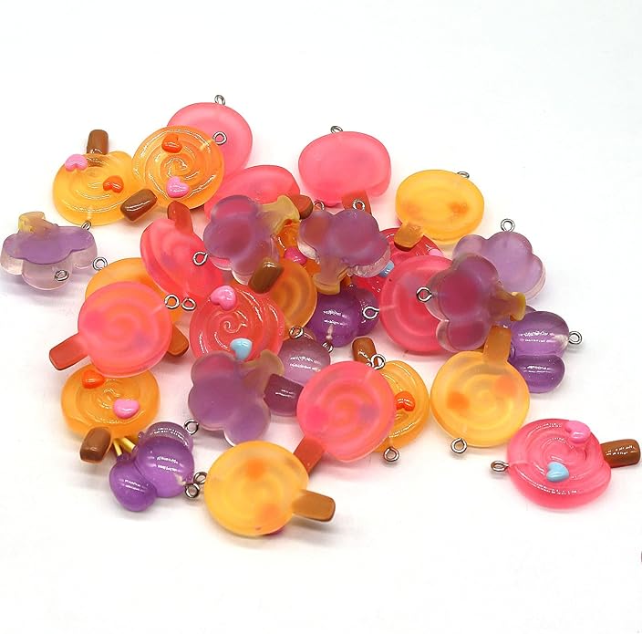 Resin Ice Cream Flower Dice Pendant Charms Colorful DIY Pendant Making Charm for Bracelet Necklace Earrings Keychain Craft