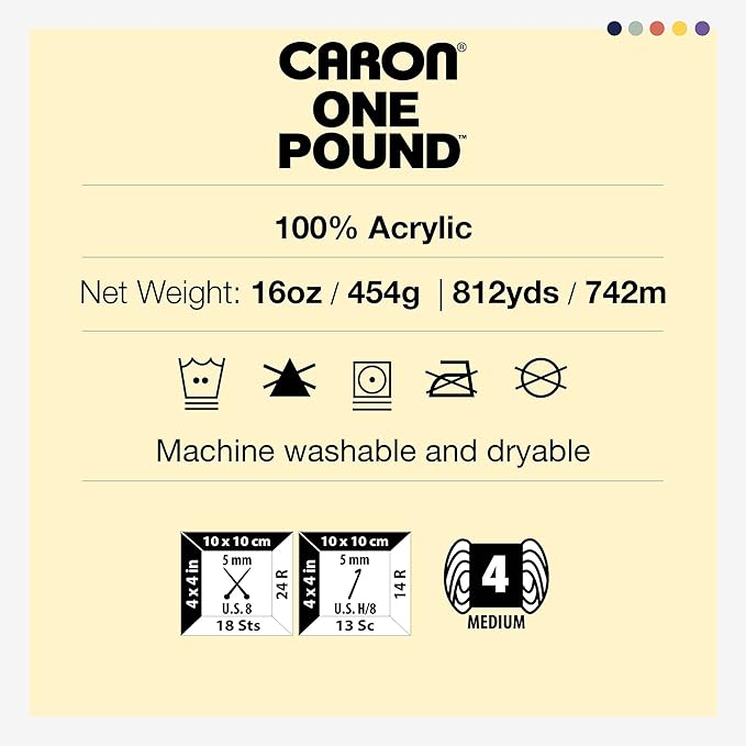 Caron One Pound Azure Yarn - 2 Pack of 454g/16oz - Acrylic - 4 Medium (Worsted) - 812 Yards - Knitting/Crochet