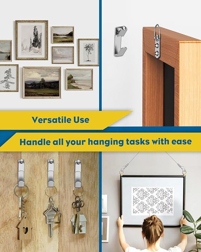 Uniclife 150 Pcs Picture Hanging Kit, 6.6 ft x 1/16" Picture Hanging Wire, Picture Wire Hanging Kit with D Rings, Hooks, Nails & Screws, Picture Hangers for Photo Frame, Mirror, Curtain & Art
