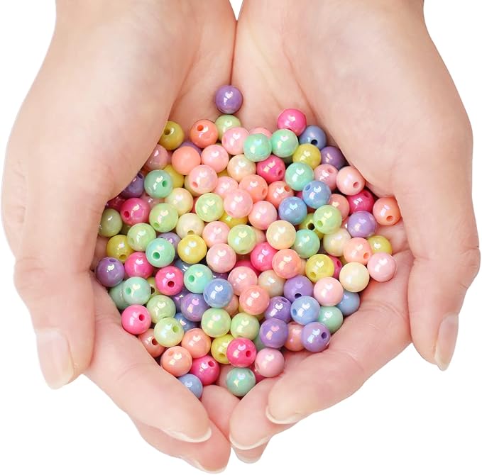 bonny boxx 200pcs 10mm smooth mix ab color acrylic round beads, plastic resin bubblegum balls chunky gumball beads for necklace and bracelet making, crafting supplies