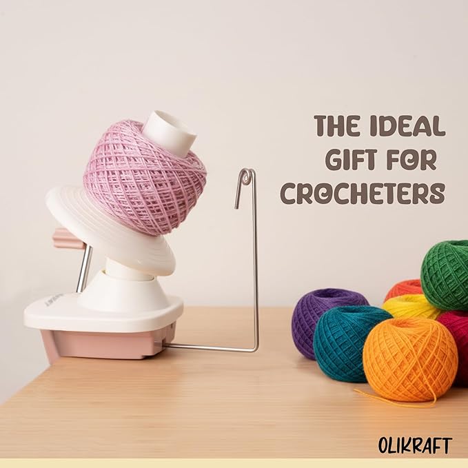 Olikraft Manual Yarn Winder | Yarn Ball Winder, Roller, Baller Crochet Spinner for Crocheting | Clamp for 1 3/4" Surfaces | Create Cakes up to 4oz