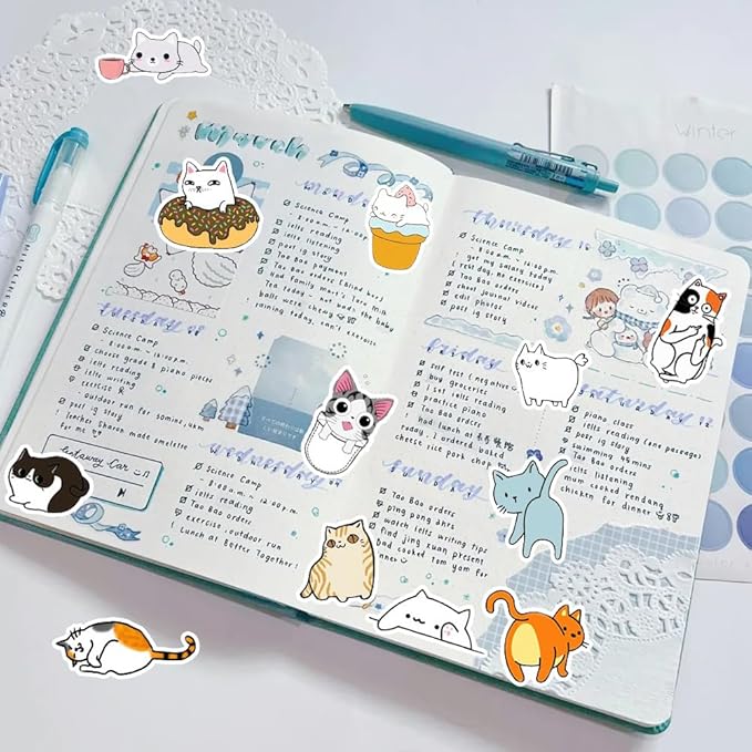 50Pcs Waterproof Vintage Stickers,Scrapbooking Supplies Kit,Aesthetic Decorative Craft Sticker for Planner, Bullet Journaling, Junk Journal, Water Bottles, Laptop, Retro Craft.Big Cat