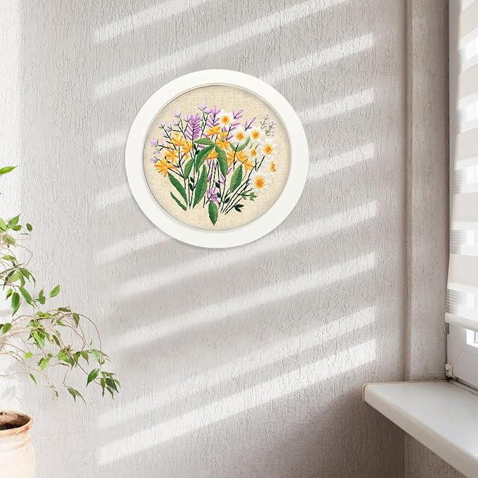 MAMUNU Embroidery Kit for Beginners Adults, Cross Stitch Kits, Stamped Cross Stitch Kits, Floral Flower Embroidery Kit with Printed Embroidery Cloth, Embroidery Hoop, Color Threads and Tools