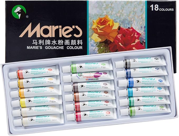 Marie's Extra Fine Gouache Set of 18 Extra Fine Gouache 12 ml Tubes - 12 Pack