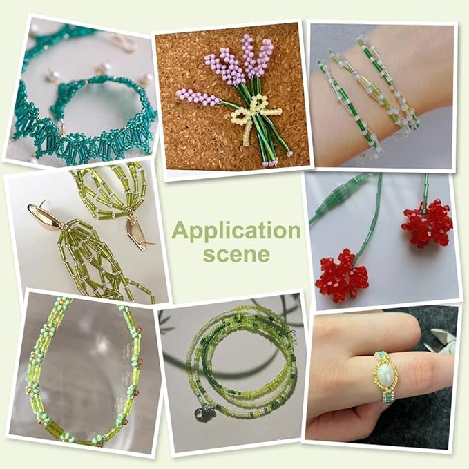 PH PandaHall 6178pcs 15 Colors Green Series Glass Seed Beads 5021pcs 2~4mm Glass Round Beads 1157pcs 4~6x2mm Tube Beads Kit Bugle Beads Loose Spacer Bead for Bracelet Necklace Jewelry Making
