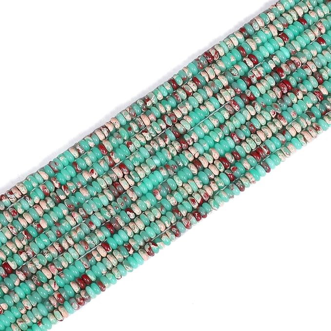 beadia natural green shoushan disk stone beads 4x2mm 160pcs rondelle loose semi gemstone beads for jewelry making design