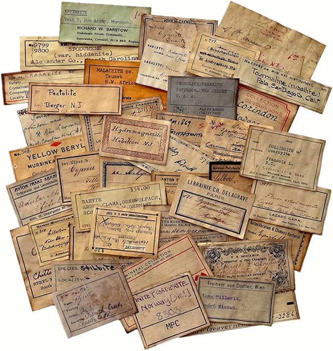 Coffee Stained Junk Journal Supplies, Handwritten Style Ephemera for Junk Journals, 45pcs Vintage Decoupage Paper for Scrapbook Kit, Aged Tag Label Materials for Room Decor Wall Collage Kit