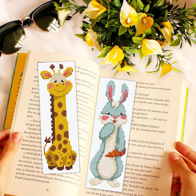 ACRNIGHEET 6PCS Cross Stitch Bookmark Kit for Beginner Cartoon Animals Stamped Cross Stitch Kits for Adults DIY Embroidery Bookmark Kits Crossstitch Kits Adult with Instructions Hand Craft Gift 11CT